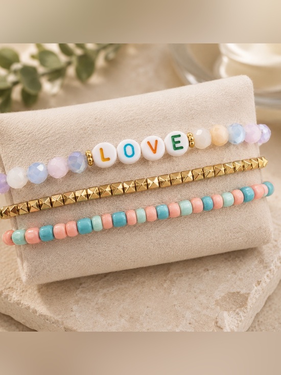 sweetstacks Jewelry - Beaded “LOVE” Bracelet Stack